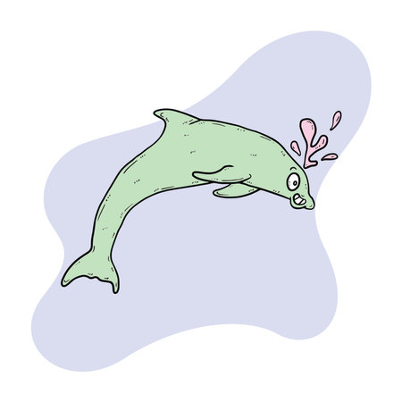 a jumping dolphin with a smileのイラスト素材