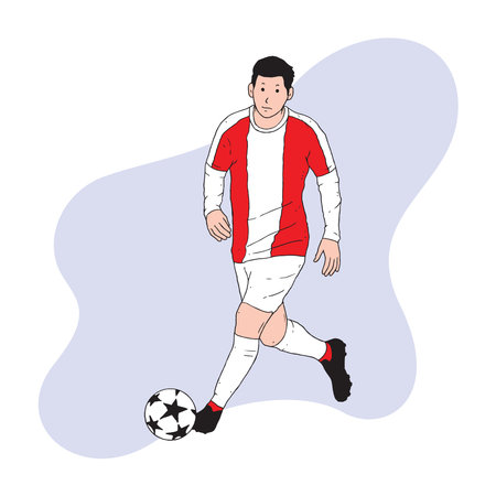 men are playing ball in the fieldのイラスト素材