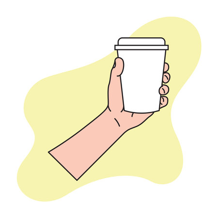 hand holding a drink in a plastic cupのイラスト素材
