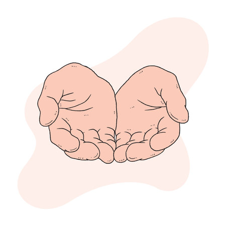 the gesture of a hand praying to Godのイラスト素材