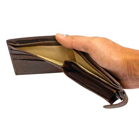 empty wallet in hand isolated
