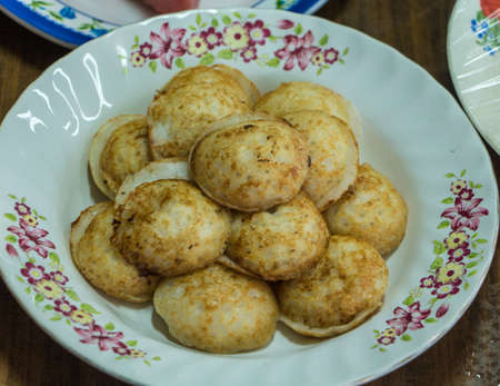 Coconut-rice pancakes is Thai Traditional Dessert.の写真素材