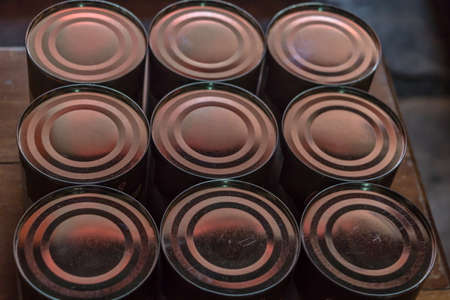 Canned condensed milk were sorted.の写真素材