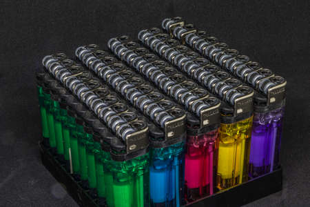 Lighter were placed in a plastic insert.の写真素材