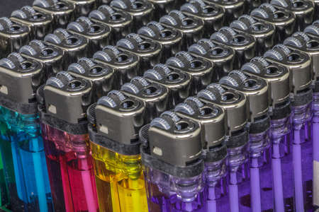Lighter were placed in a plastic insert.の写真素材