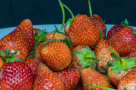 Fresh Strawberry on the black background.の写真素材