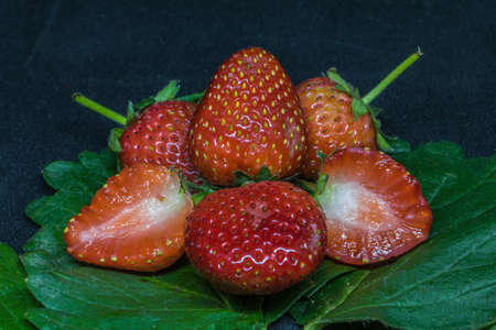 Fresh Strawberry on the black background.の写真素材