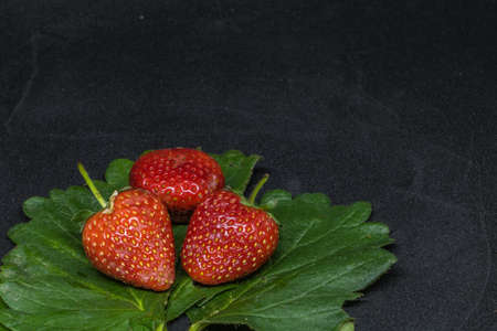 Fresh Strawberry on the black background.の写真素材