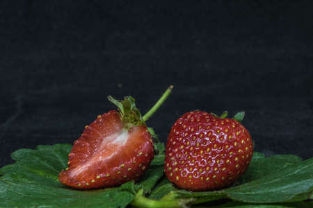 Fresh Strawberry on the black background.の写真素材