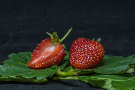 Fresh Strawberry on the black background.の写真素材