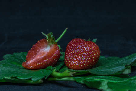 Fresh Strawberry on the black background.の写真素材