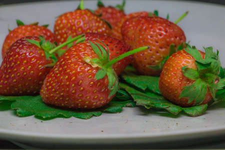 Fresh Strawberry on the black background.の写真素材