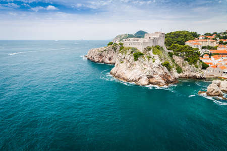 Fort on a cliff in Dubrovnik, Croatiaの写真素材