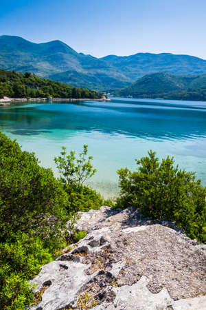 Stone stairs in Croatian bayの写真素材