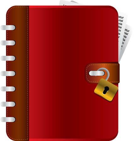 Red diary with an opened lockのイラスト素材