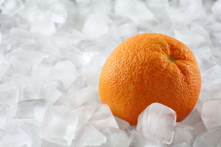 Orange between ice cubesの写真素材