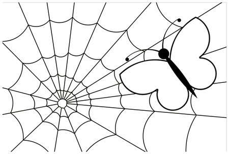 Butterfly caught in a webのイラスト素材