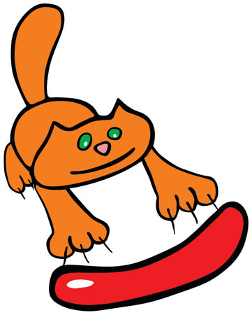 Cat holding a sausageのイラスト素材