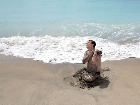 Having fun on a beachの写真素材