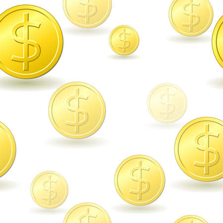 Seamless Gold Dollar Coin Patternのイラスト素材
