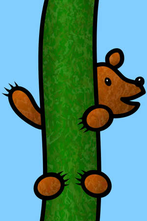 Bear Cub Climbing a Treeのイラスト素材