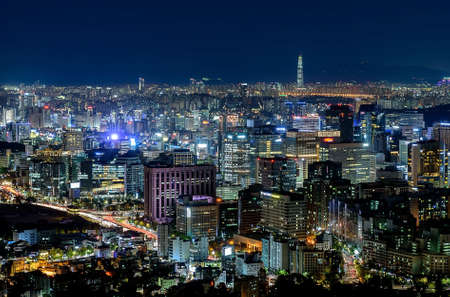 Korea,Seoul city skyline at nightのeditorial素材