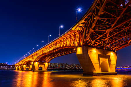 Seongsu bridge at nigth in seoul,koreaの写真素材