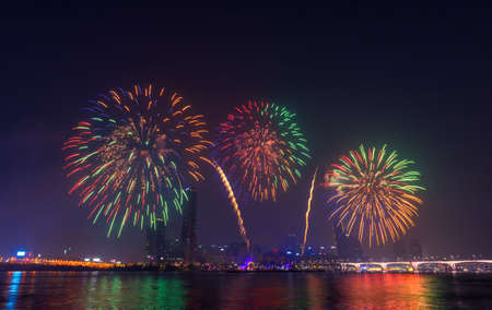 International Fireworks Festival at the 63 Building in Seoul,South Koreaのeditorial素材