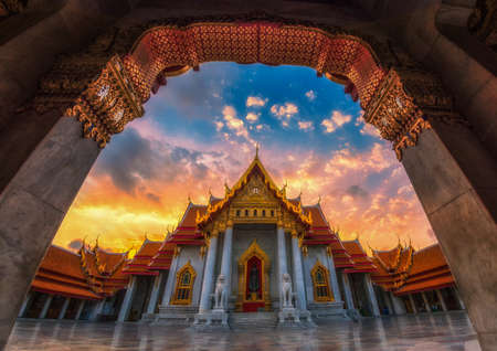 The Marble Temple, Wat Benchamabopitr Dusitvanaram Bangkok THAILANDのeditorial素材