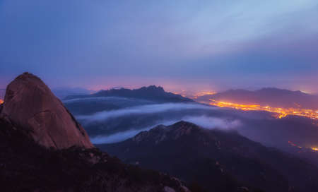 Baegundae highest mountains in the morning Bukhansan in seoul,south Korea,national parkの写真素材
