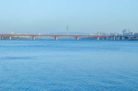 View on Han River, Seoul, South Koreaの写真素材