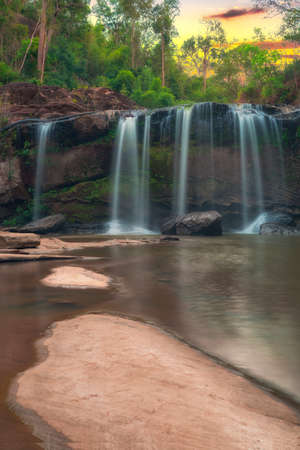 The beauty of the Chat Trakan waterfall in Thailand.の写真素材