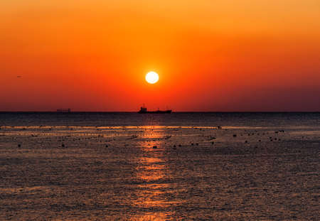 Haeundae beach at sunrise in Busan,South Korea.の写真素材