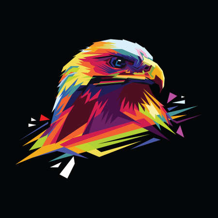 Colorful eagle head illustration, suitable for wall art , t-shirt design and anythingのイラスト素材