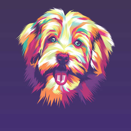 Colorful Dog Head Illustration in pop art styleのイラスト素材