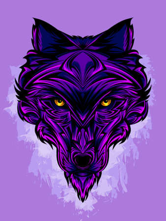 Ornamental wolf head vector illustration