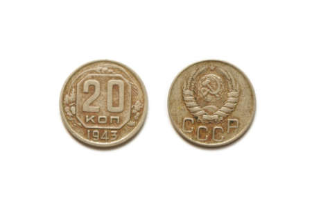 1943 coin of Russia isolated on white background の写真素材