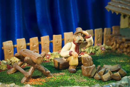 Woodcutter figure made of marzipan. Marzipan museum, Szentendre, Hungary.の写真素材
