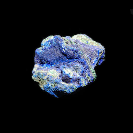 Crude azurite stone on black background