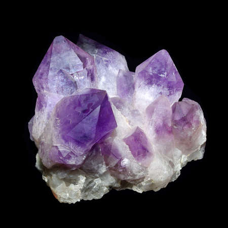 Amethyst druse on black backgroundの写真素材