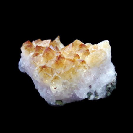 Natural crude citrine druse on black backgroundの写真素材