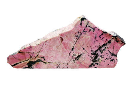 Huge crude rhodonite stone on white backgroundの写真素材
