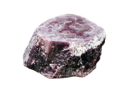 Natural crude lepidolite stone on white backgroundの写真素材