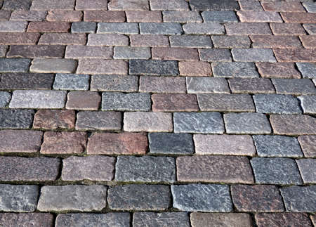 Gray and pink granite cobblestone, perspective viewの写真素材
