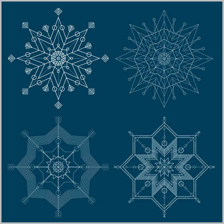 Four delicate snowflakes.のイラスト素材