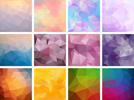 a set of polygonal backgrounds. 12 abstract backgrounds.のイラスト素材