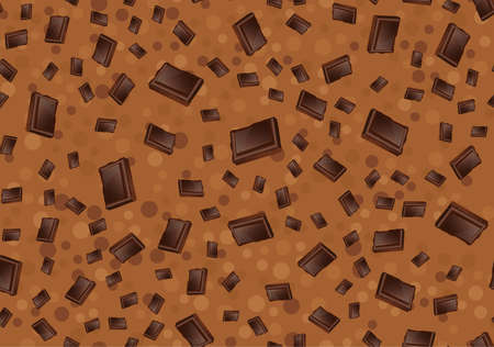 pattern with chocolate. pieces of chocolate on brown background. seamless textureのイラスト素材