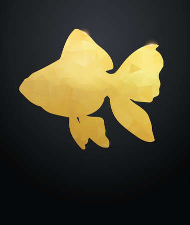 Polygonal gold fish on a black background. gold fishのイラスト素材