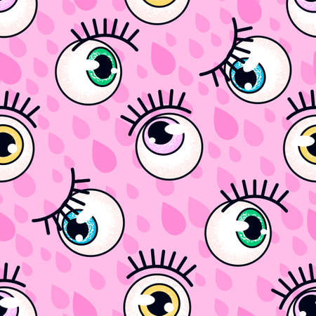 eyeballs  and eyelashes pattern. fashion background.のイラスト素材