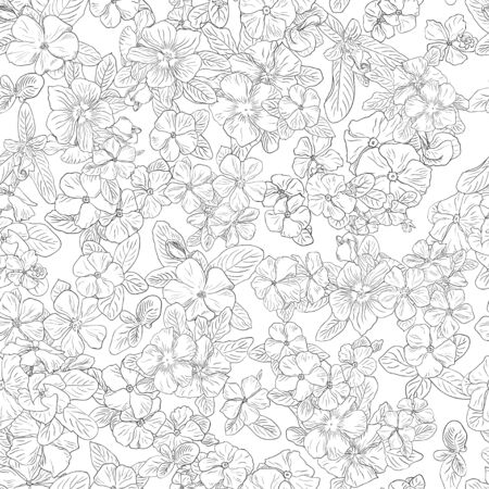 Black and white floral pattern.のイラスト素材